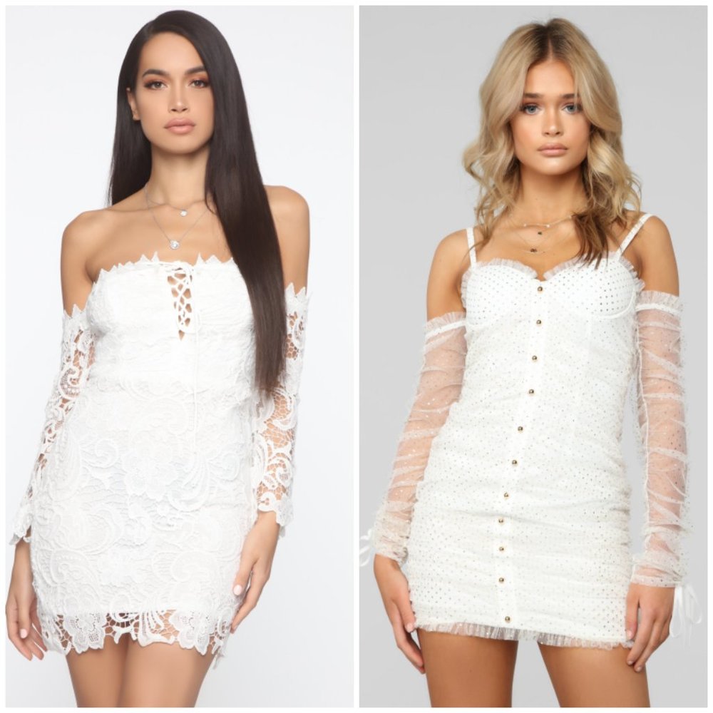Fashion Nova Lace White Mini Dress Lot of 2